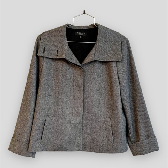 TALBOTS, NWOT, GREY TWEED, SHORT, SWING COAT. FULLY LINED. SIZE 12P. - Picture 1 of 7